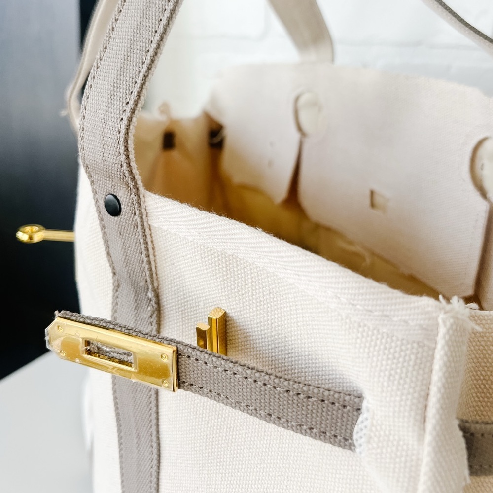 Canvas & Grey Tote – Neutral Minimal Carryall NEW & Ready to Ship - Picture 7 of 11